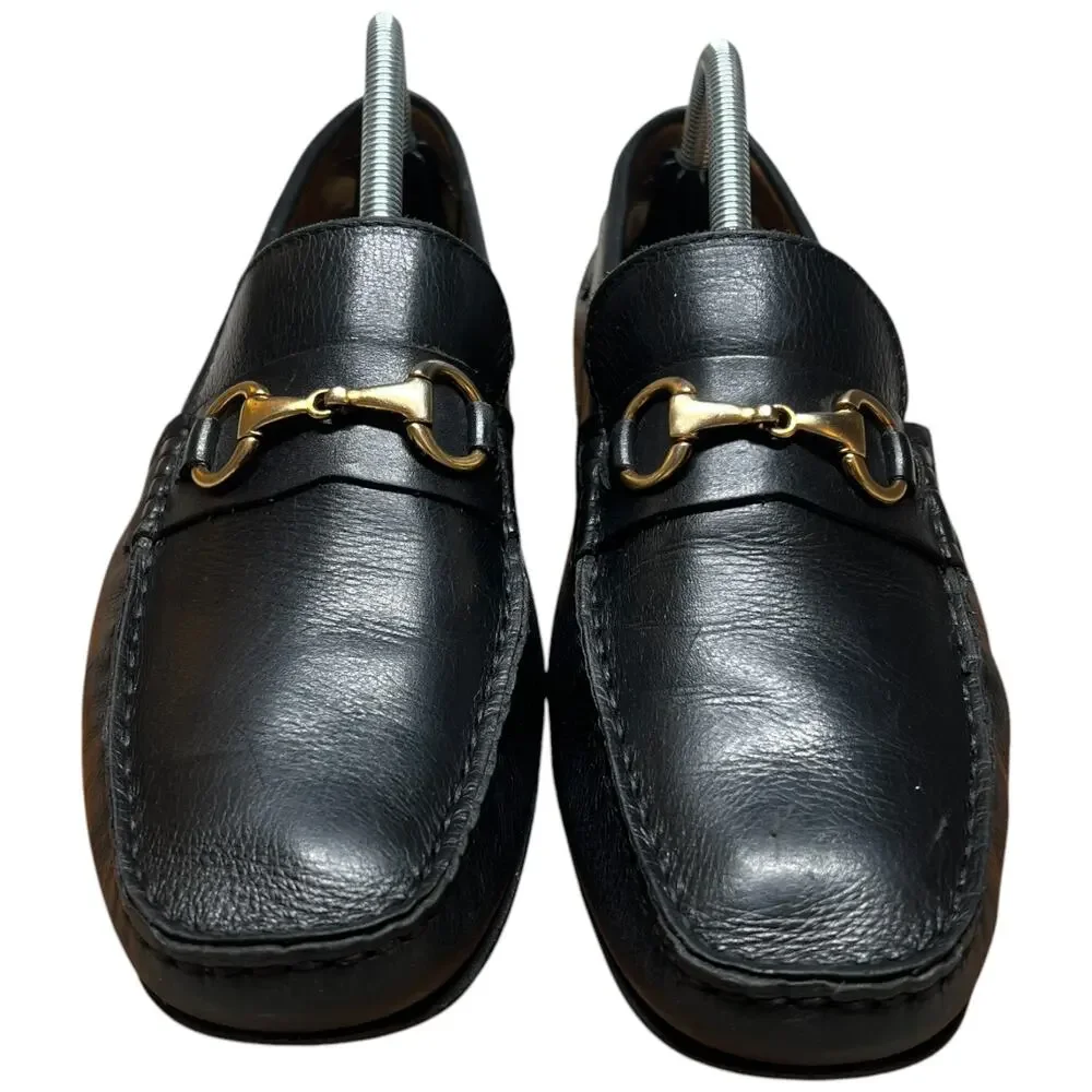 MERCANTI FIORENTINI Horse Bit Relax Men 9M Black Leather Driving Loafers Shoes